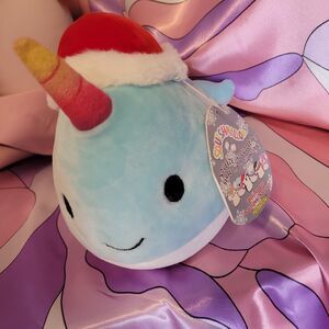 Rare Wally Squishmallow 7 Inch Santa Hat Whale Kawaii Plush Plushie Soft Toys